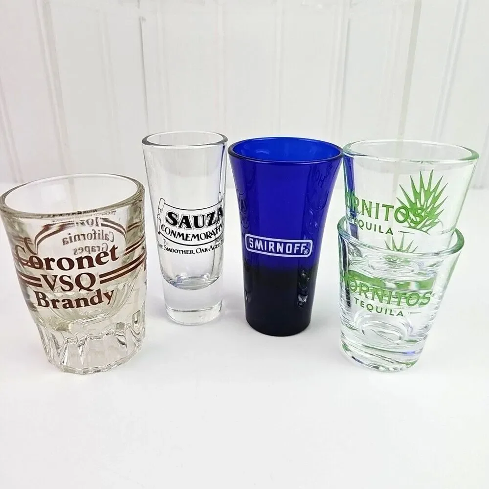 Lot of 11 Collectible Shot Glasses Smirnoff Bushmills Sauza Hornitos Brickyard